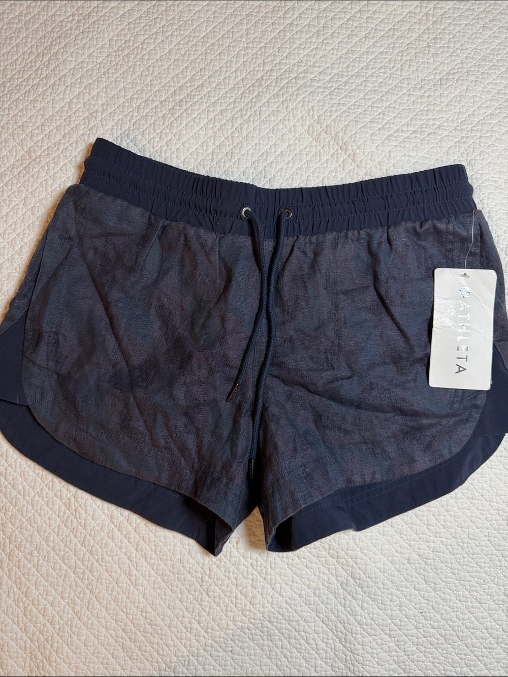 NWT Athleta Women's Navy Linen Shorts Beachside Bali 6